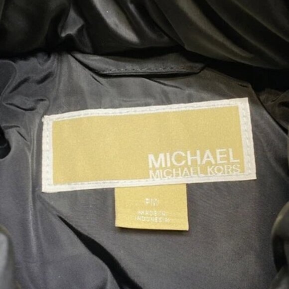 NEW MICHAEL KORS Womens Coat Black Size PM Faux Fur Trim Hooded Puffer Full Zip - Picture 7 of 12